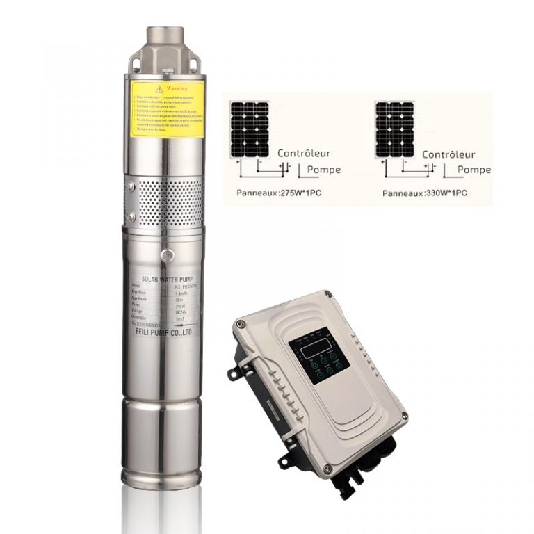 Pompe à Eau Solaire Immergée ZYIY 12V/24V - Pour Puits Profond - Puissance 200W/260W - Débit 2.3m³/h