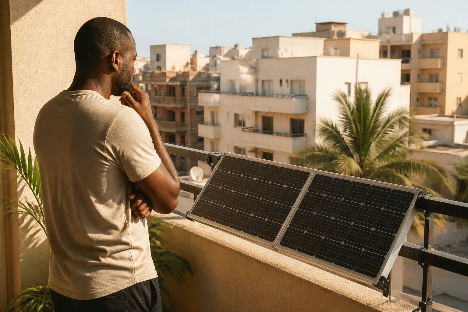 Illustration du sujet : Panneaux solaires de balcon à Dakar : quelles vérifications avant d’envisager un kit ?