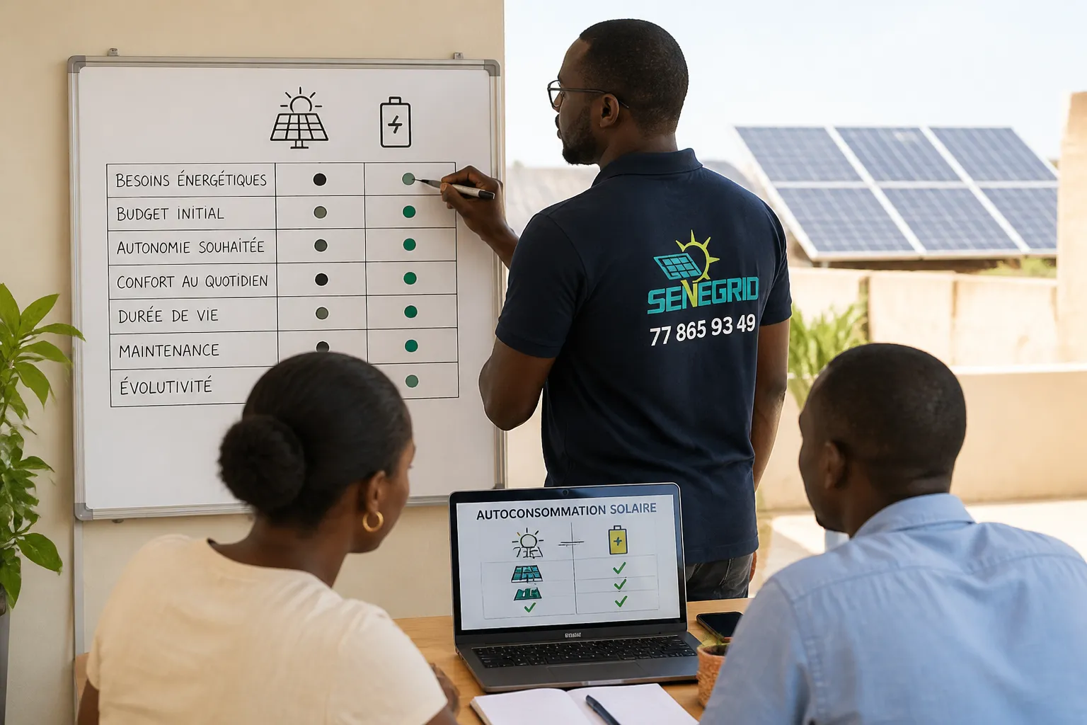 Les critères à comparer pour l'autoconsommation solaire au Sénégal